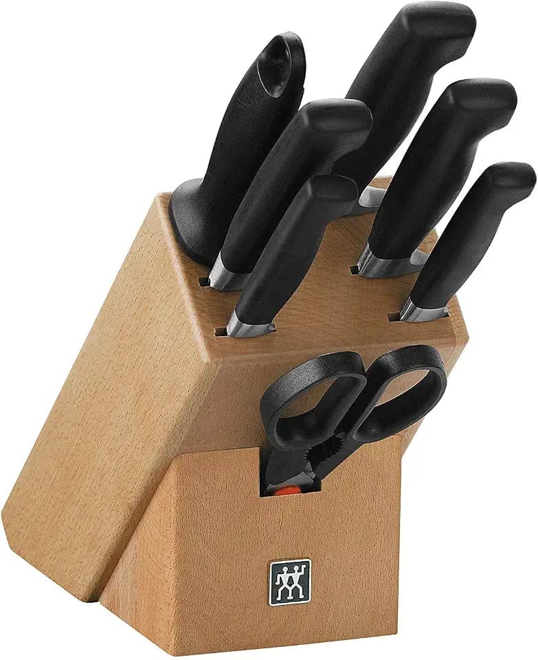 ZWILLING Vier Sterne Messerblock mit Messer 8-teilig, Rostfreier Spezialstahl, Made in Germany, Holz