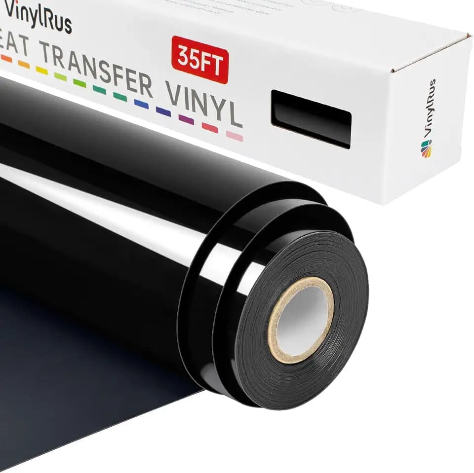 VinylRus Heat Transfer Vinyl,Black HTV Rolls,12” x 35FT