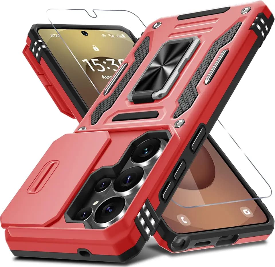 DEERLAMN for Samsung Galaxy S26 Ultra Case with Screen Protector, Red