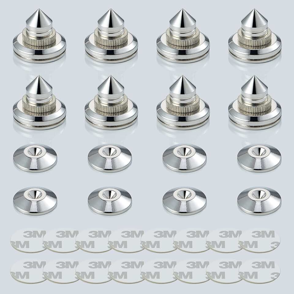 Speaker Spikes Adjustable Floor Protectors 8pcs with Adhesive, Sliver