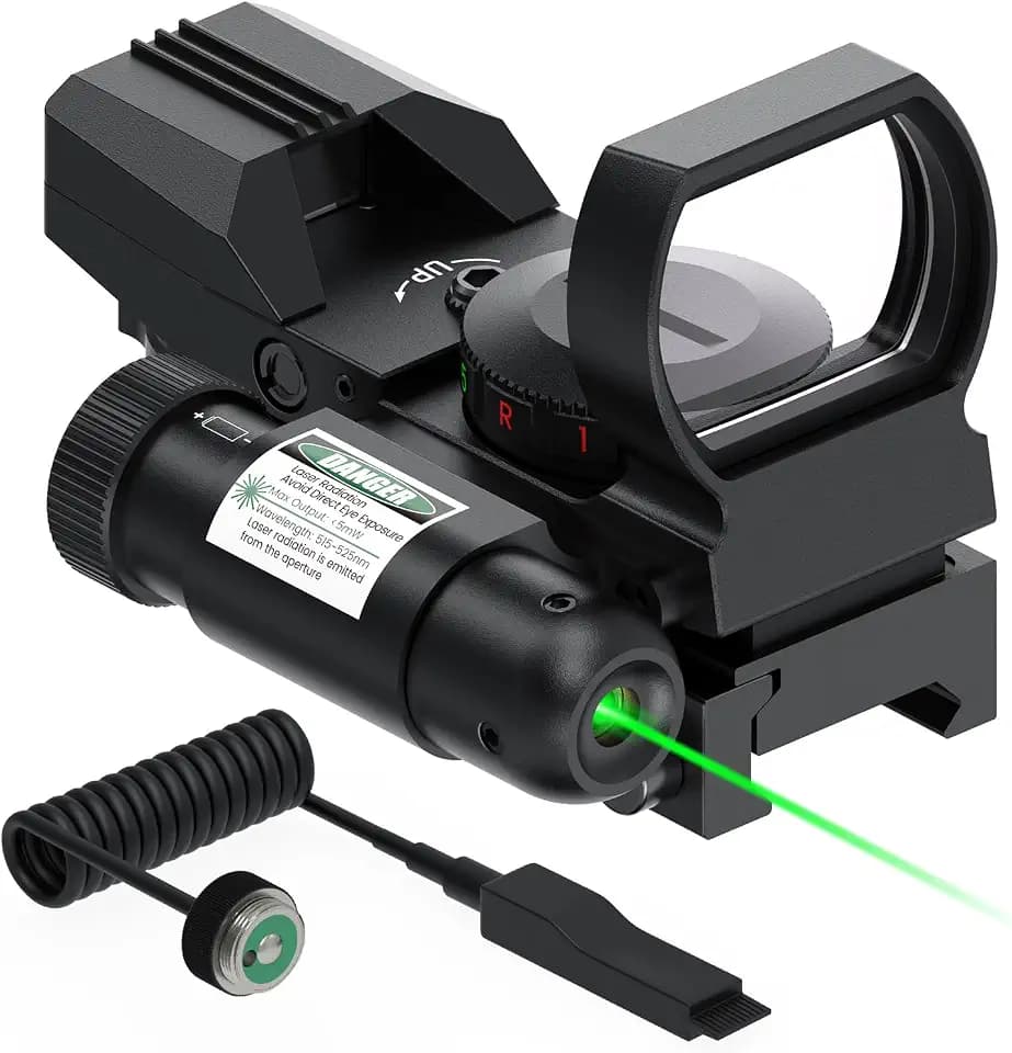 Feyachi Reflex Sight for Rifle, 4 Reticles Red & Green Dot Sight with Laser
