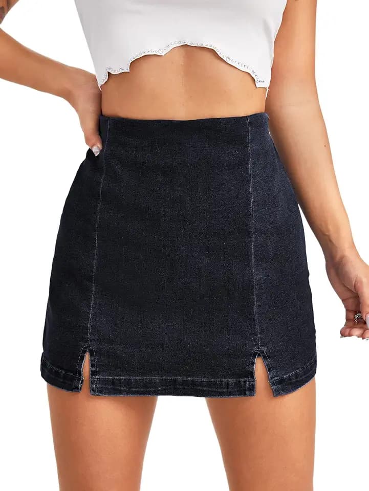 Floerns Women's Split Hem High Waist Denim Skorts Skirt Shorts