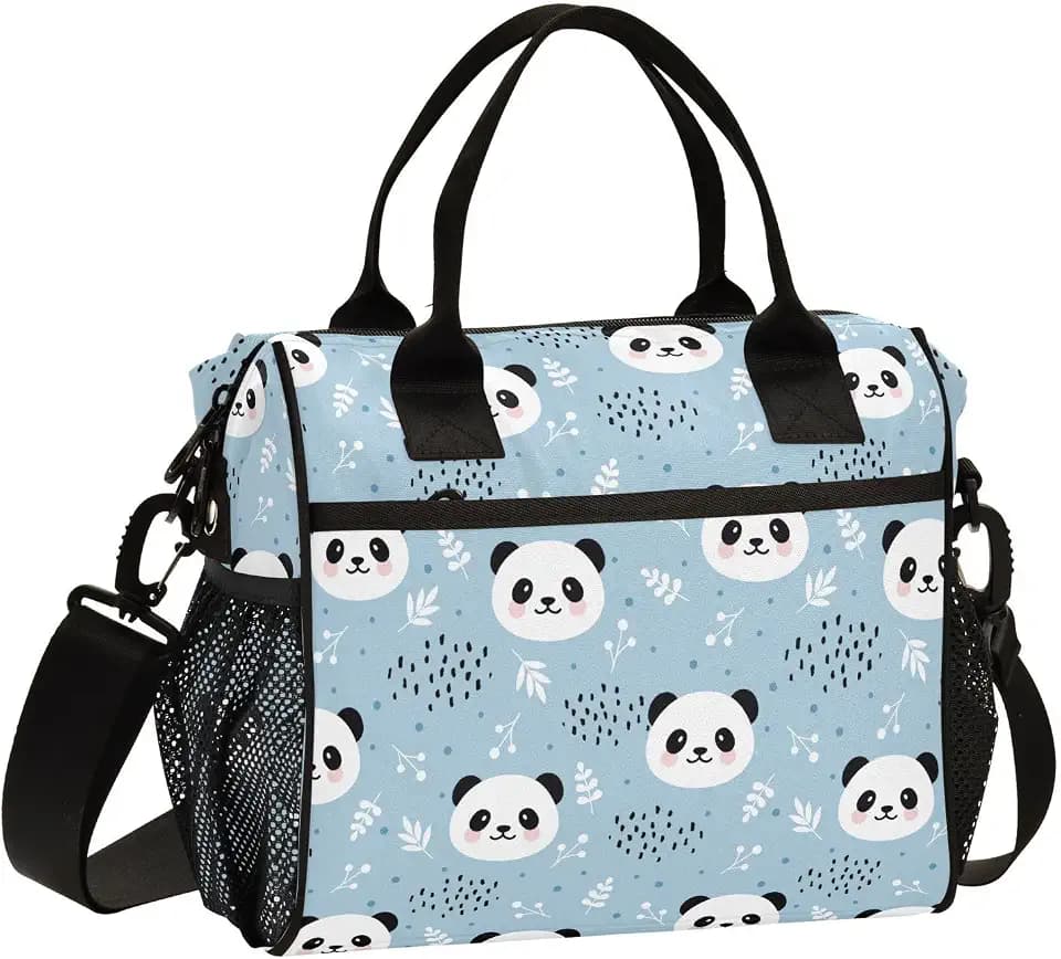 Cute Panda Lunch Bag & Lunch Box for Women with Adjustable Strap, M