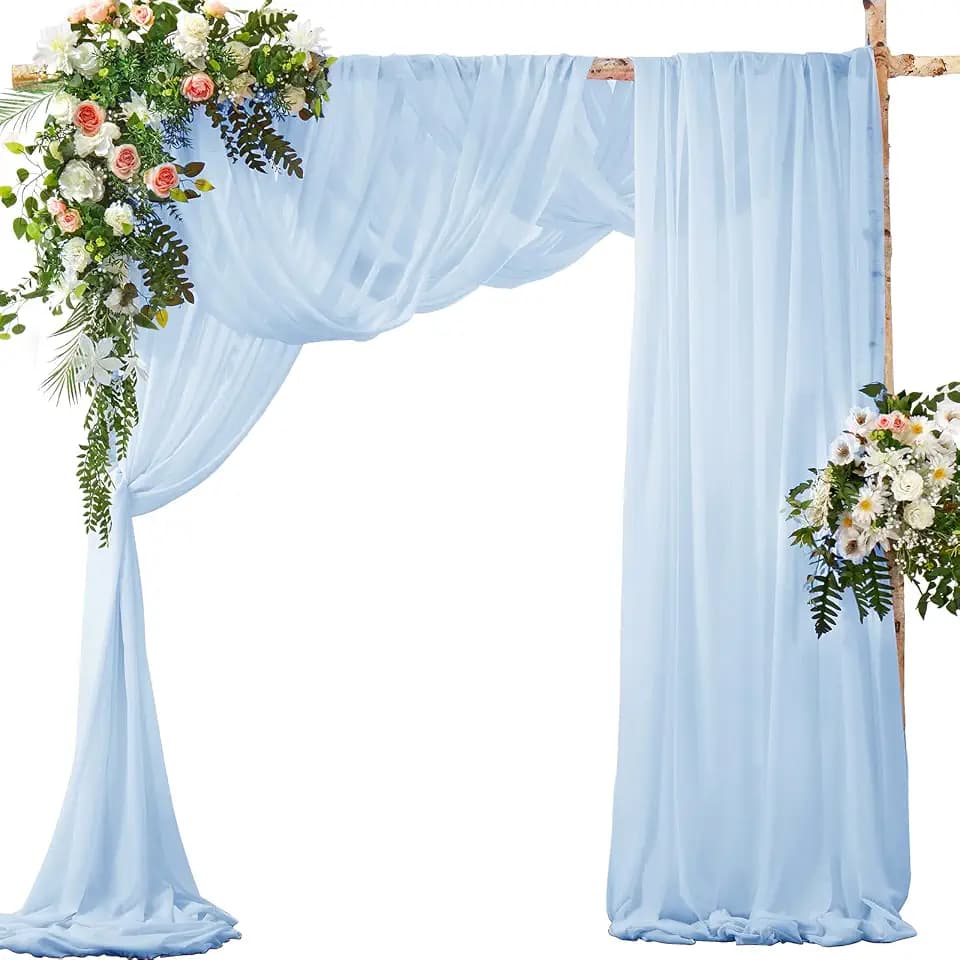 SiinvdaBZX 2 Panels Wedding Arch Draping Fabric Light Blue Sheer Drapes