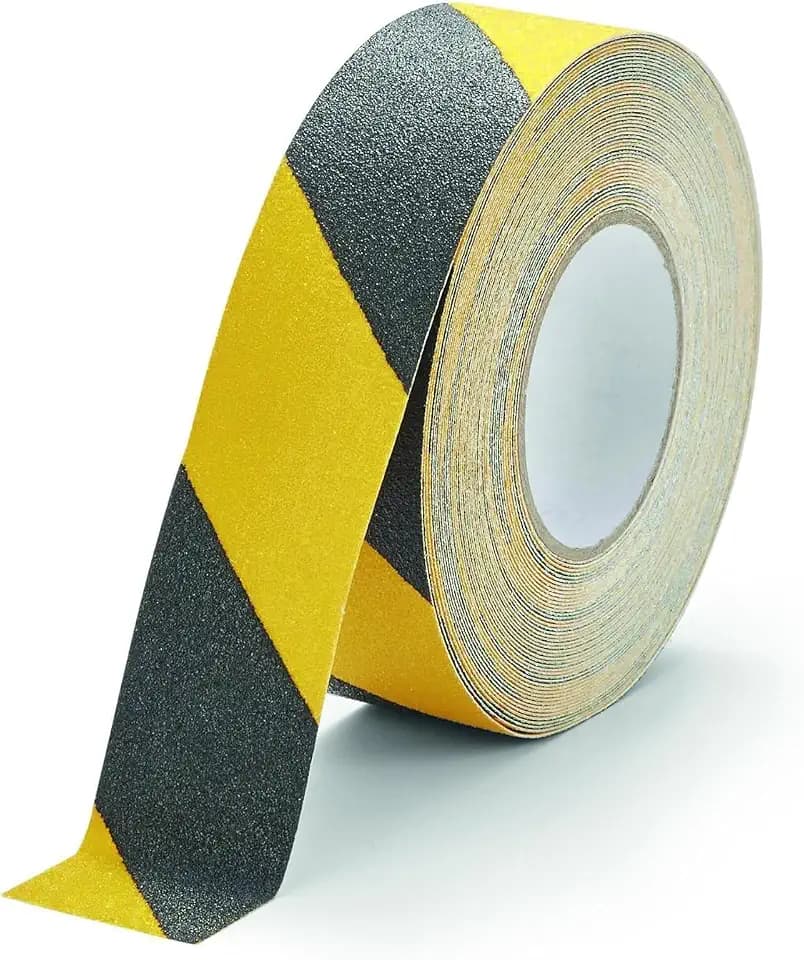 Durable Duraline Grip Antirutschband, 15 m, gelb/schwarz, 509202 | Selbstklebendes Sicherheitsband, R13 Rutschhemmung, fuer Treppen, Rampen und Industrieboeden, 50 mm breit