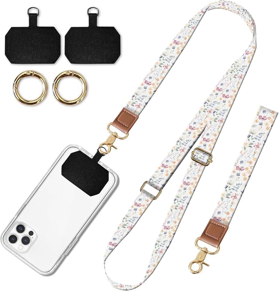 Cell Phone Lanyard Adjustable Crossbody Strap, Cute Phone Neck Wristlet Wrist Strap Patch for Keys Case Accessories