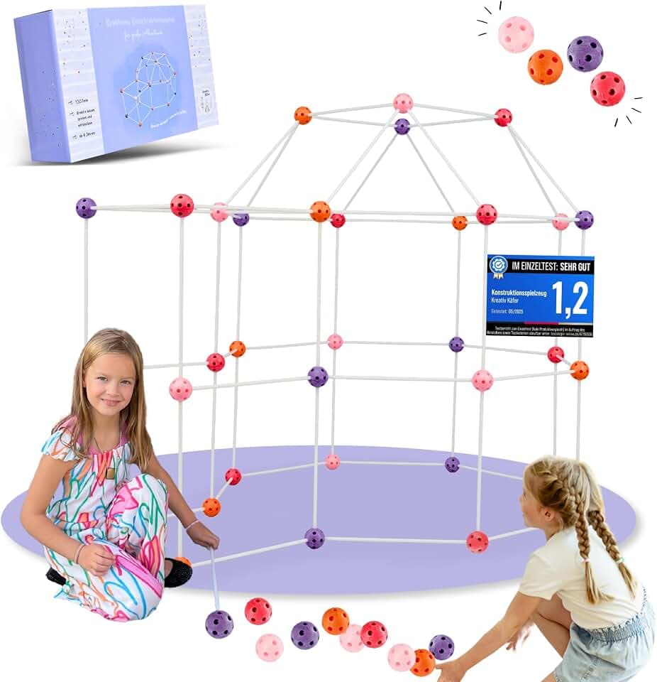 Konstruktionsspielzeug Höhle Bauen Kinder Höhlenbauset Steckbaukasten Outdoor Indoor - 130 Teile
