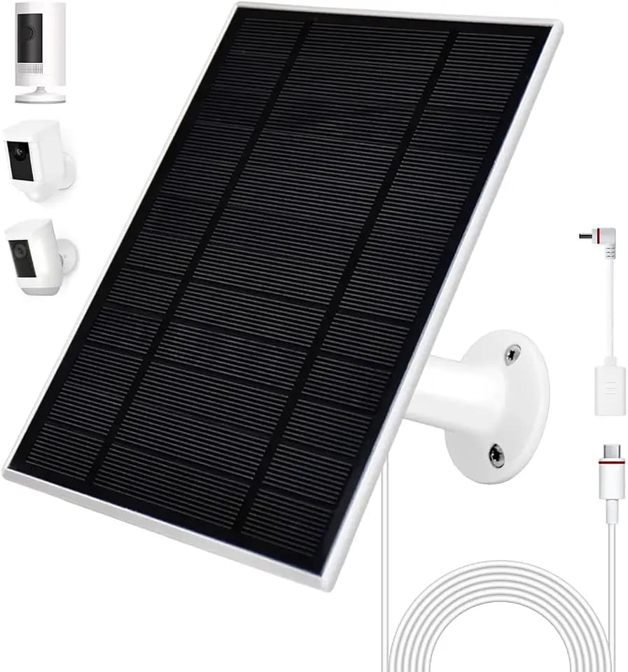 6W Solarpanel für Sicherheits kameras, 5V Solarladegerät kompatibel mit Ring Stick Up Cam/Spotlight Cam Pro, USB-C + 3,5-mm-Stiftstecker, IP65 wasserdicht, 360° verstellbar + 3M-Kabel