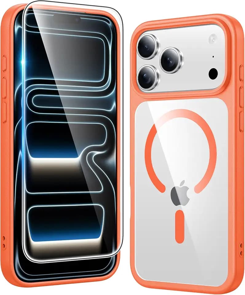 FNTCASE for iPhone 17 Pro Case Clear Magnetic with Screen Protector