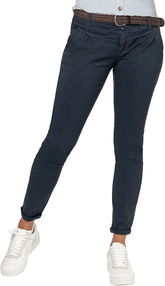 Urban Surface Damen Chino Stoff-Hose mit Flecht-Gürtel