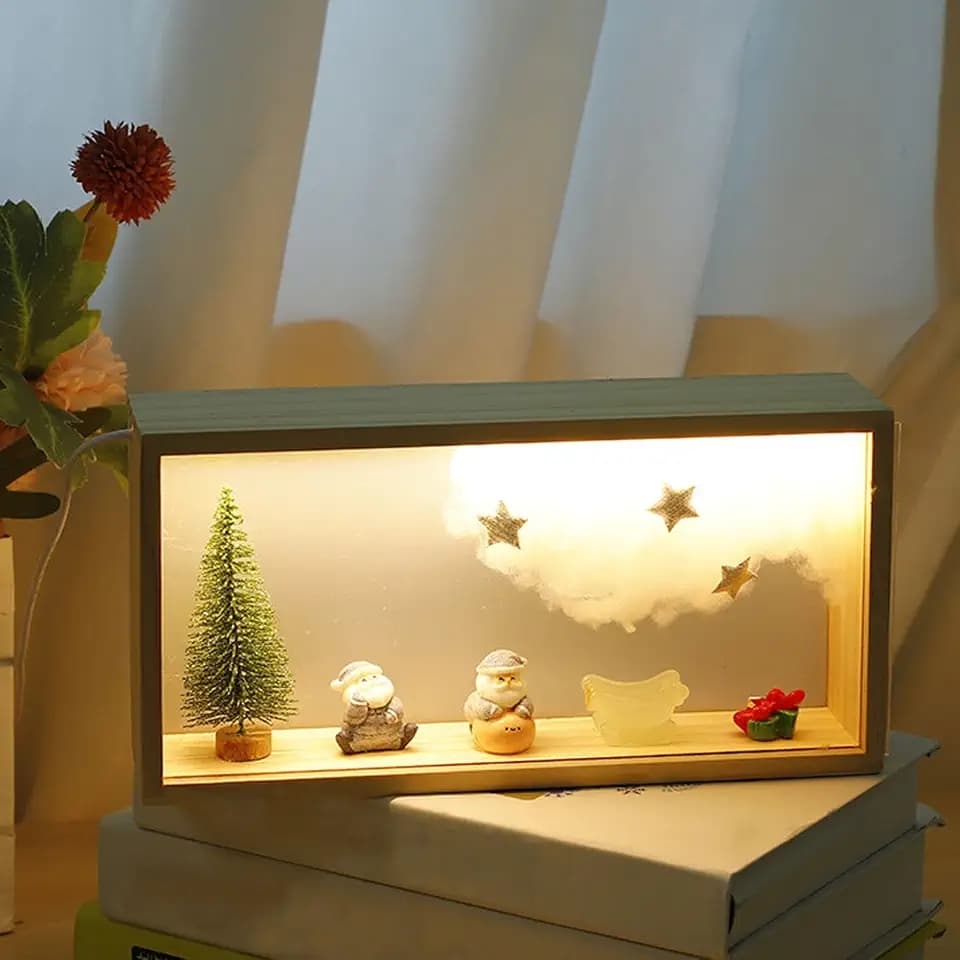 3D Bilderrahmen zum Befüllen,Objektrahmen Holz,leuchtender Fotorahmen, LED-Display-Artikelrahmen, DIY Vitrine Rahmen für Objekte,Blumen Schattenbox,Dekorative Bilderrahmen für Zuhause,Wohnzimmer,Hotel