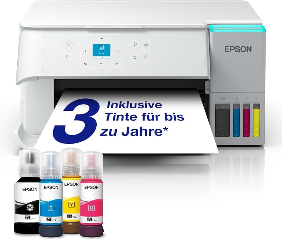 Epson EcoTank ET-2959 Tintentankdrucker | für vielbeschäftigte Haushalte | WLAN | A4 | Drucken, Kopieren, Scannen | 3.7 cm LCD-Display | Duplexdruck | inkl. Tinte für bis zu 3 Jahre