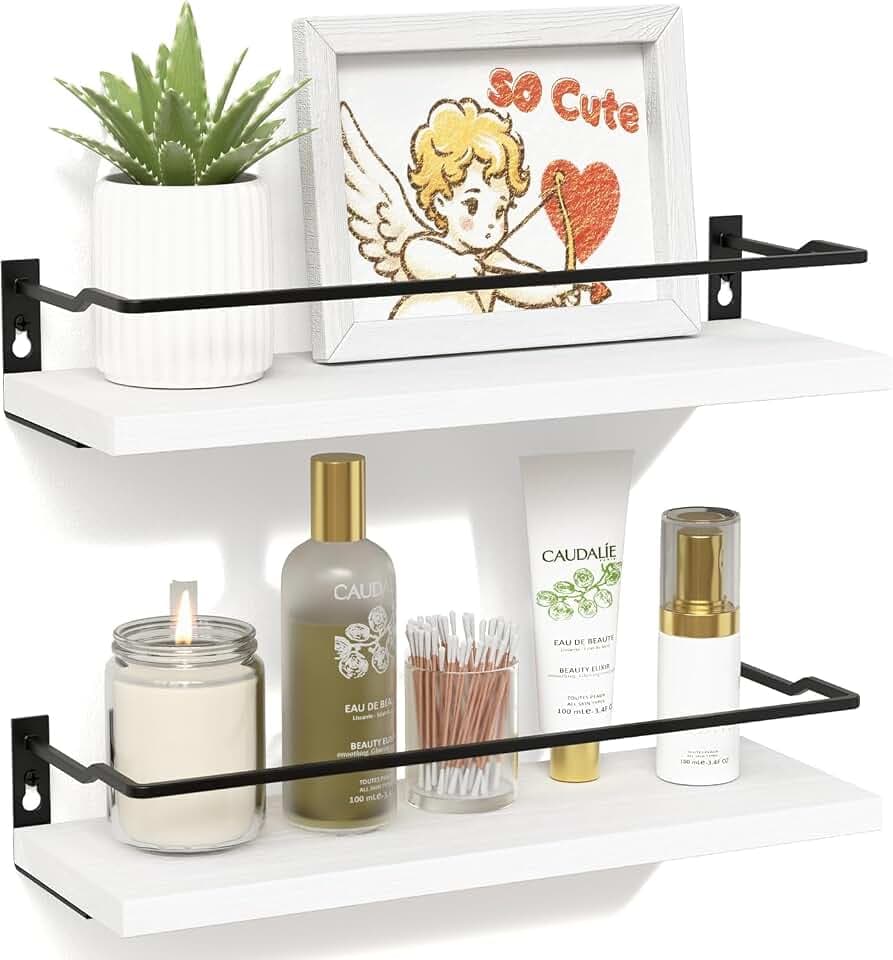 RICHER HOUSE Floating Shelves Bathroom, Small Wall Shelf Over Toilet 2 Set