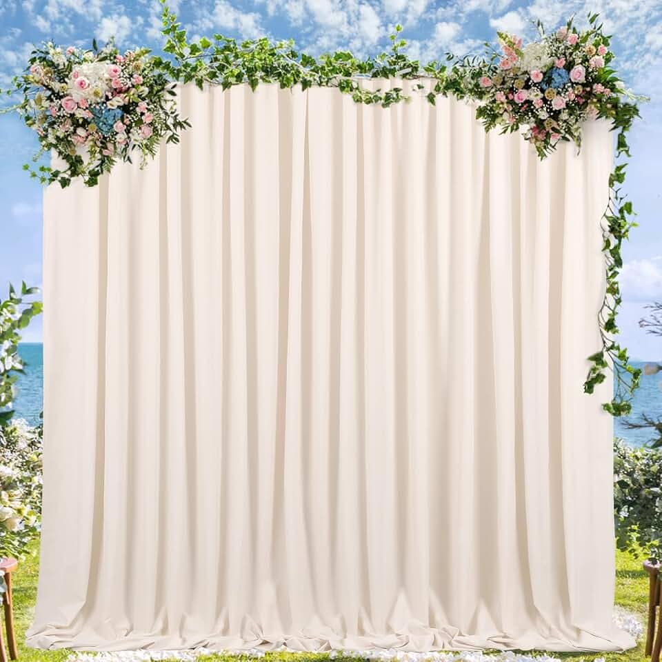 2 Stück Elfenbein Vorhang Hintergrund 150 x 240 cm für Hochzeit Fotostudio