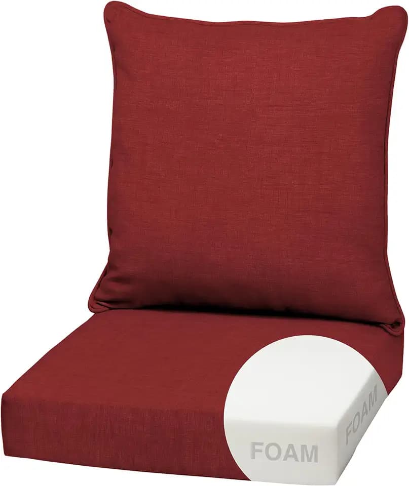Arden Outdoor Deep Seat Cushion Set, Foam, 22x24, Ruby Red