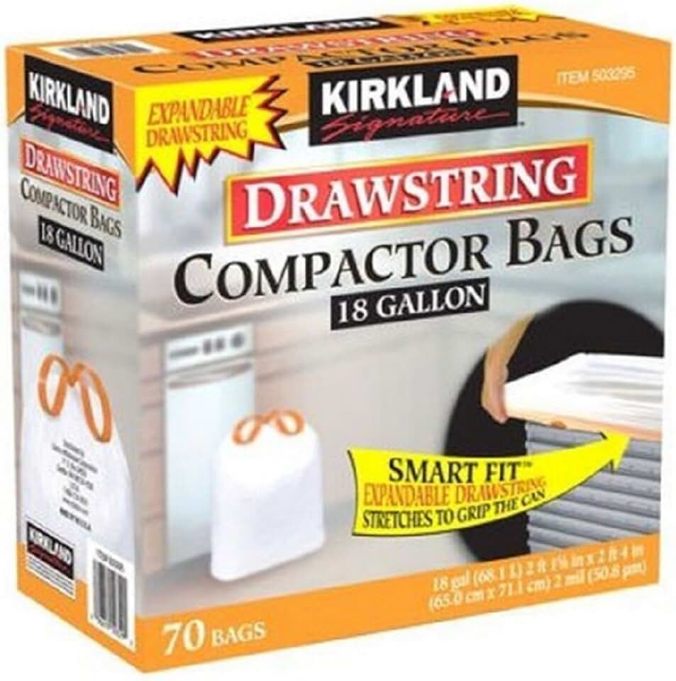 Watchy Shop Compactor Bags 18 Gallon Smart Fit Gripping Drawstring 70 ct,Thickness: 2.0 mil,Dimensions: 25.625" x 28"