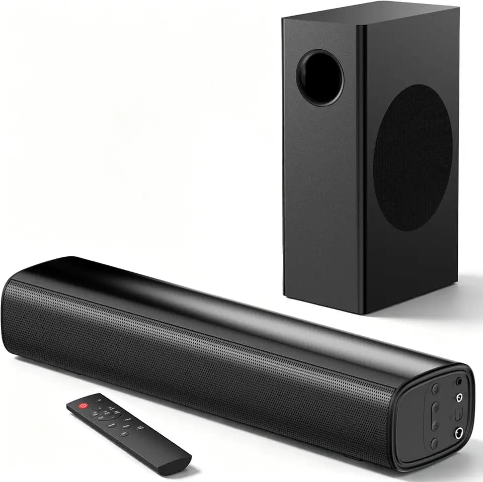 Sound Bar with Wired Subwoofer for TV, 70W 2.1 Channel Soundbar
