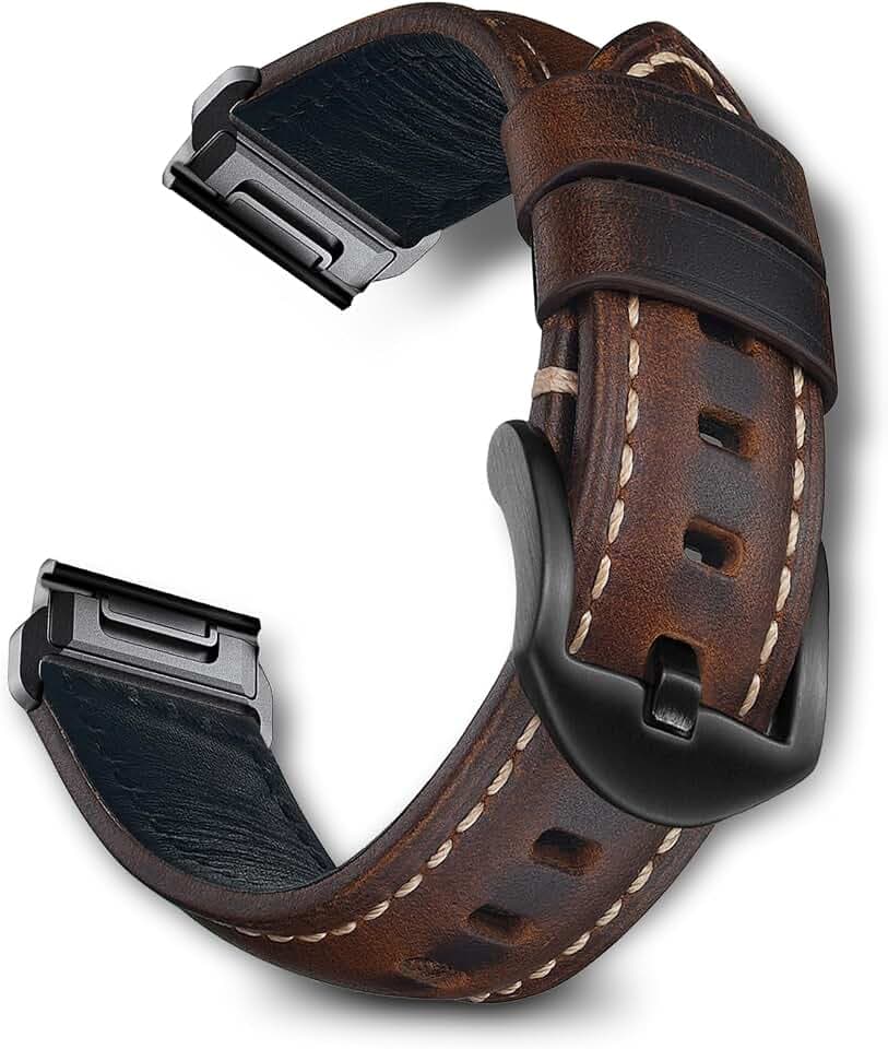 für Garmin Fenix 9/8 Pro 47mm Armband Ölgewachstes Leder-Dunkelbraun