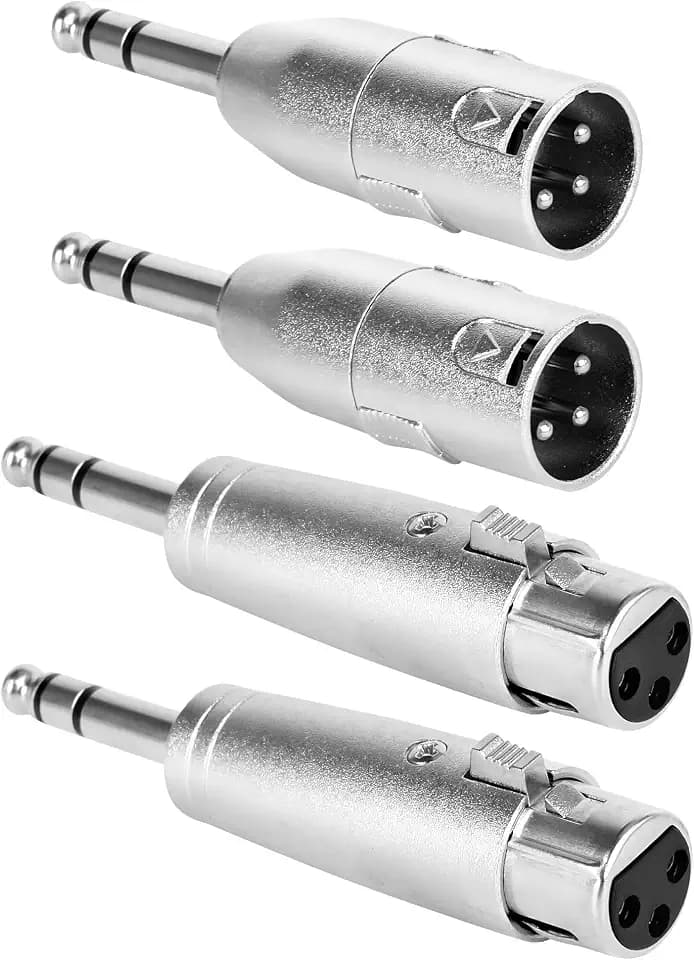 1/4" TRS Male to XLR Adapter 4 Pack - 1 Pair 6.35mm 1/4" to XLR Male/Female Adapters