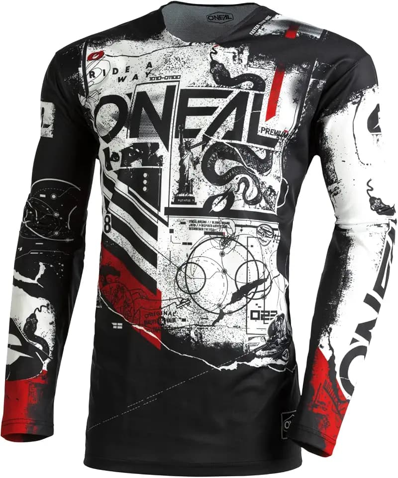 O'NEAL | Motocross-Shirt Langarm | MX MTB Mountainbike | Leichtes Material, ergonomischer Slim Fit Schnitt für perfekte Passform | Mayhem Jersey HEXX | Erwachsene | Grau Schwarz