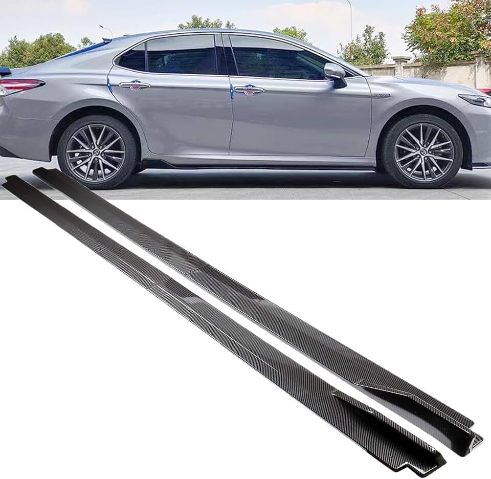 MUCO New Side Skirts 2pcs for Toyota Camry LE SE XSE XLE 2018 2019 2020 2021 2022 2023 2024 2025 Rocker Panels Guard Pair ABS Plastic Carbon Fiber Look