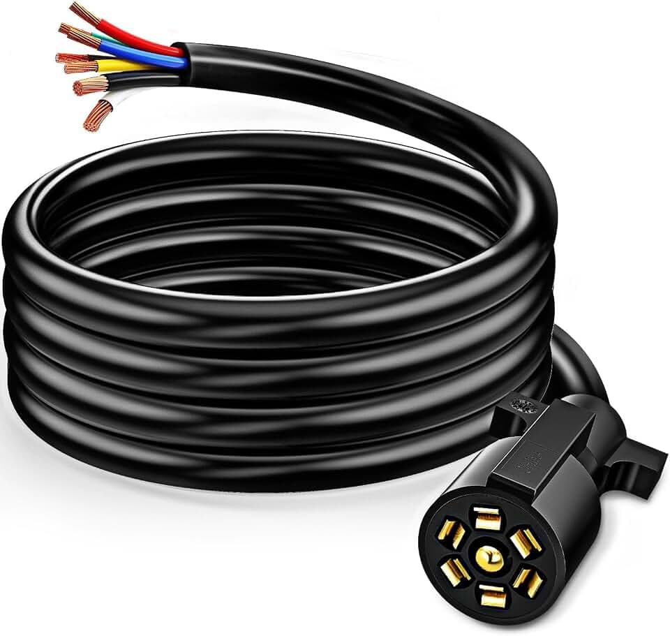 Nilight 8FT Heavy Duty 7 Way RV Round Inline Trailer Plug Extension Cord
