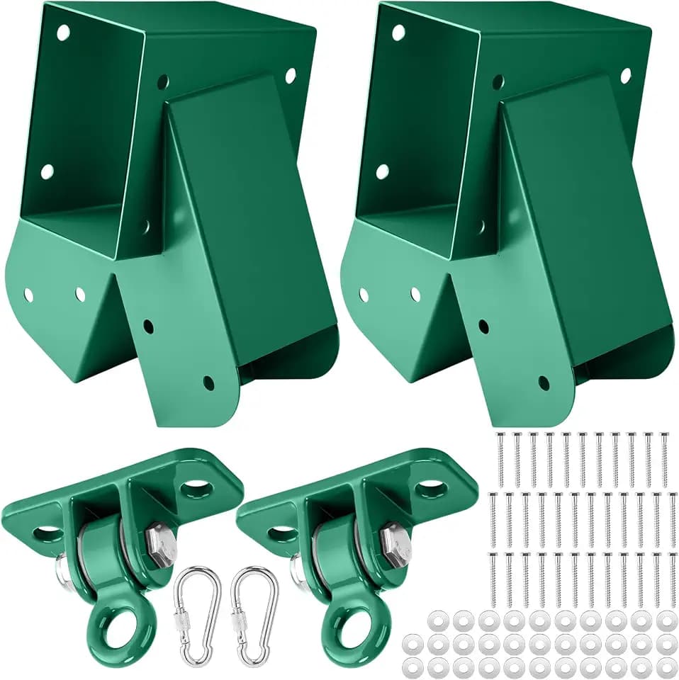 MorningRo Heavy Duty A Frame Swing Set Bracket Kit Include 2 Brackets & 2 Swing Hangers with Mounting Parts Fits 4x4 Legs & 4x6 Beam Green Steel Swingset Hardware for Outdoor Backyard Playground