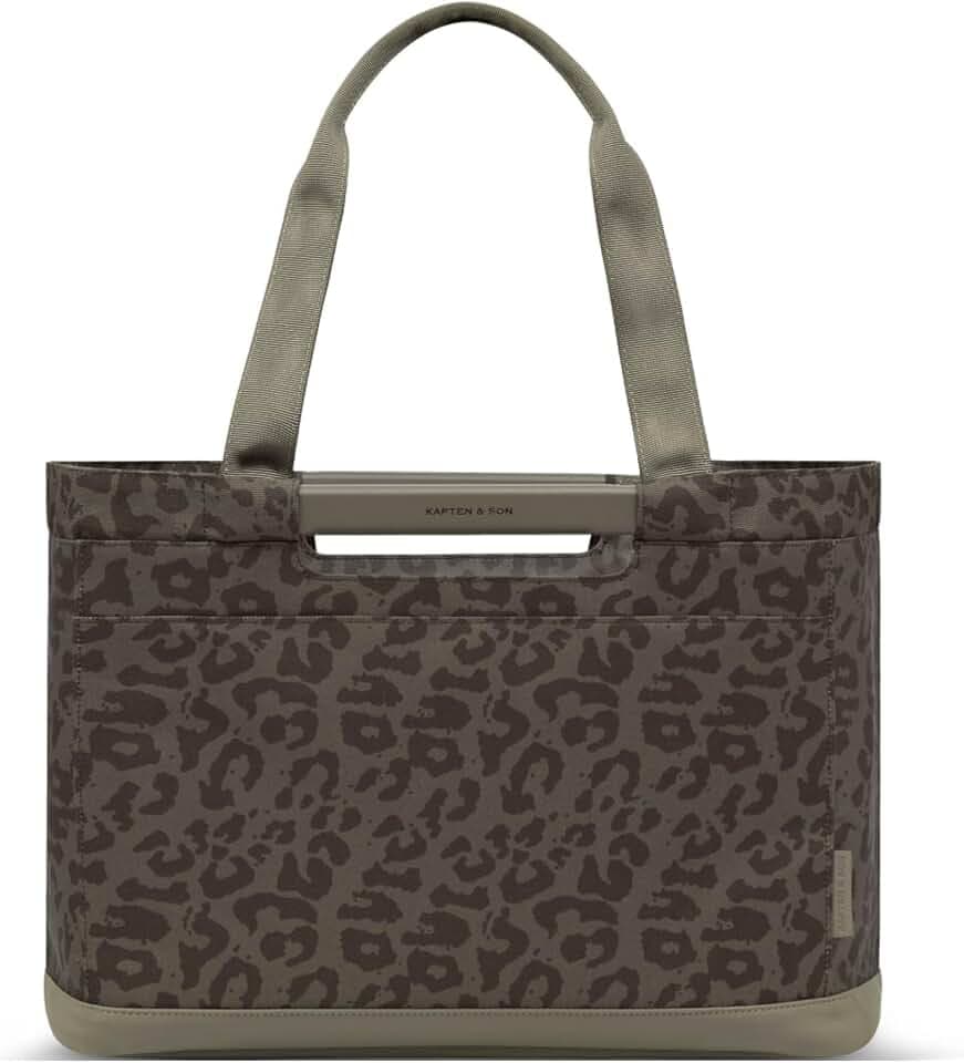 Kapten & Son Vaasa Einkaufskorb faltbar Leo Dark Brown 25 L | Korb Leo Muster | Inklusive Einkaufswagen-Chip & Magnetfach | Abwischbares Innenmaterial | Stilvoller Alltagsbegleiter | Shopping Basket