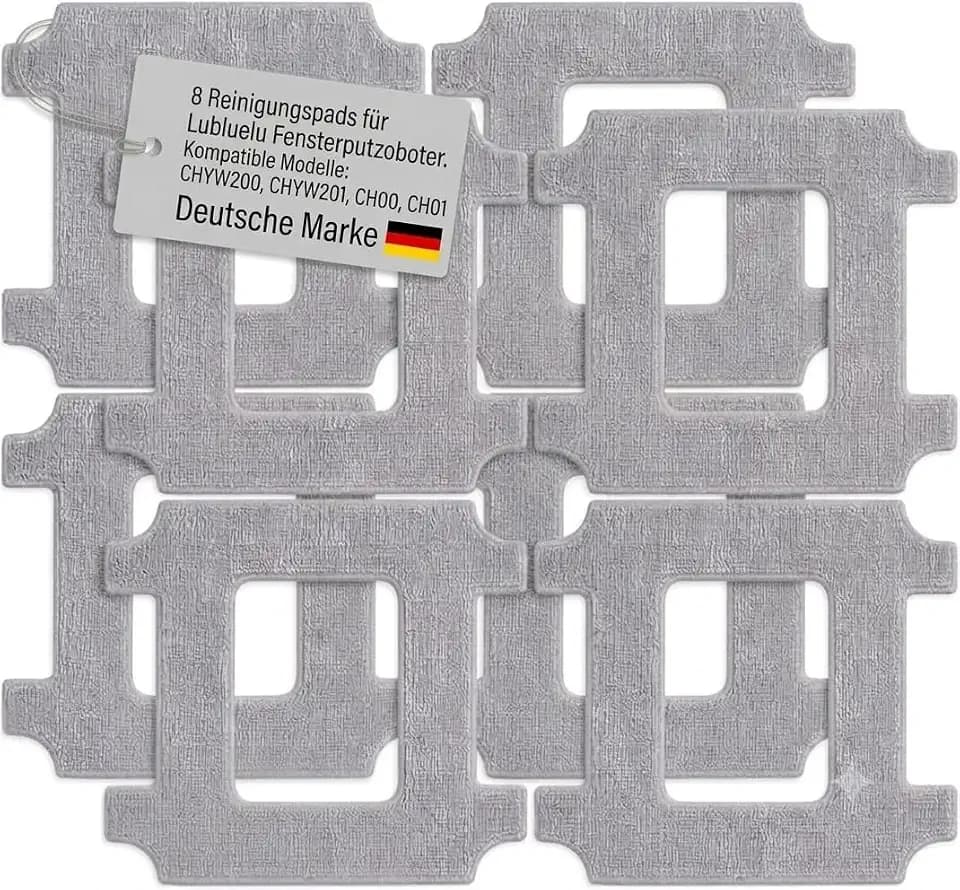 8 Reinigungspads für Lubluelu Fensterputzroboter CH00, CH01, CHYW201, CHYW200, Reinigungstücher, Ersatztücher sind NICHT kompatibel mit CH10/W100