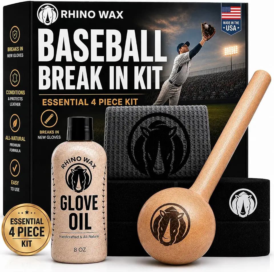 Rhino Wax Baseball Glove Break-in Kit with Mallet, Wrap & Break-in Tools