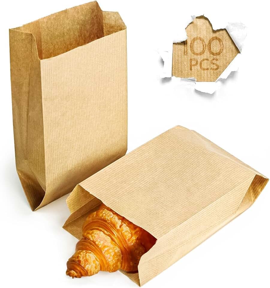 100 Bäckertüten 12 x 20 x 6 cm Für Brötchen, Gebäck Und Snacks