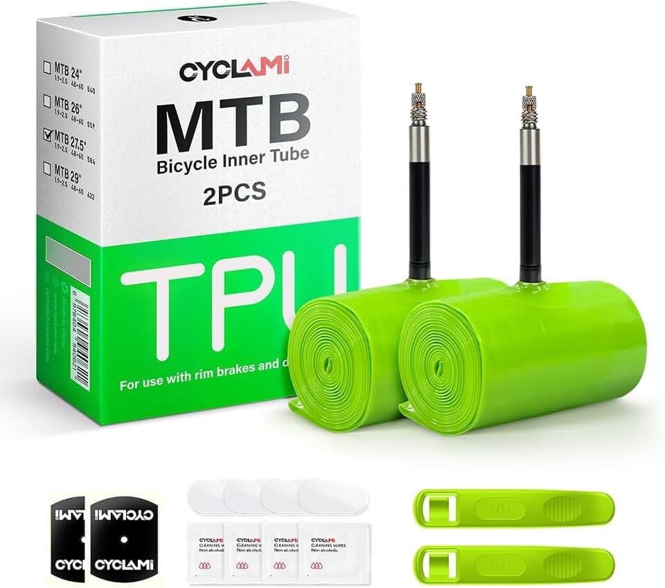 TPU Schlauch MTB,1or 2 Pack 63g Ultraleichter Fahrradschlauch 29 Zoll Mountainbike für 29''/27.5''/26''×1.9-2.5 mit Presta Ventil 45mm