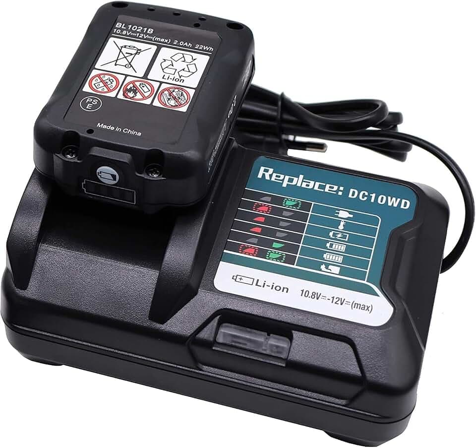 BL1021B 12V 2,0Ah Akku und Ladegerät für Makita 12V Akku CXT BL1021B BL1016 BL1041B BL1040 BL1040B BL1020B BL1015 für Schraubendreher Bohrer Makita DF333D DF0333D DF333DZ DF031D DF331D DF331D