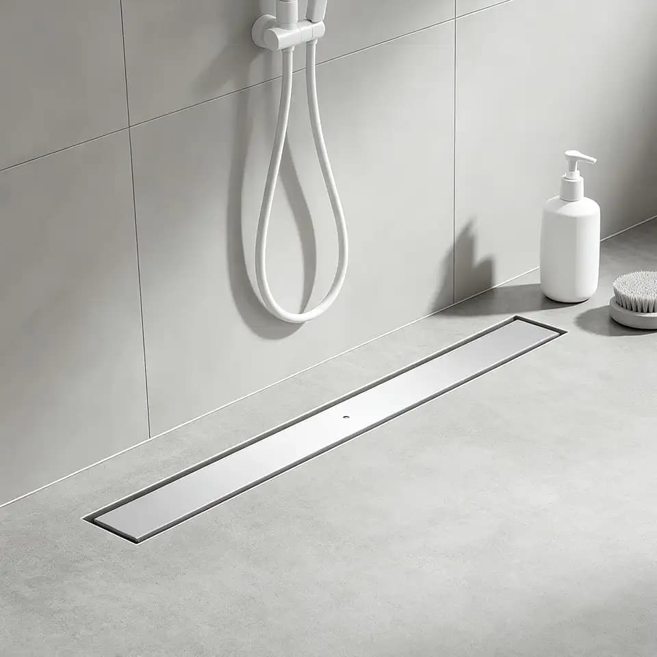Duschrinne Befliesbar 80cm Gebürstet, 360° Siphon mit Geruchsstop und Haarsieb, 304 Edelstahl Ablaufrinne Bodenablauf Duschablauf sehr Flach DN50 DN40
