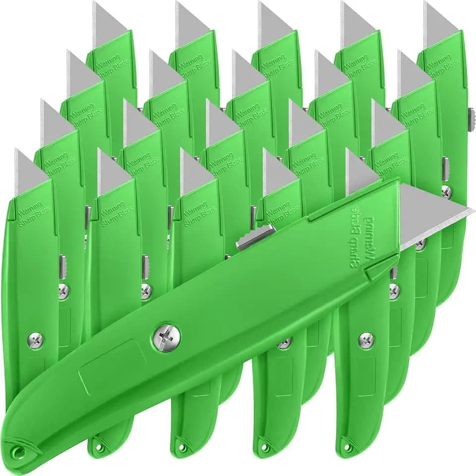 Reginary 20 Pcs Box Cutter Bulk Retractable Utility Knife, Green