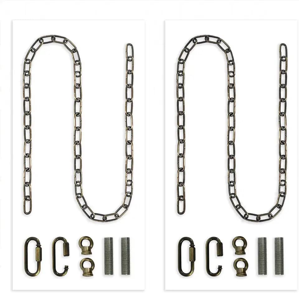 Royal Designs, Inc. LC-2002-AB-6-2 Heavy Duty Lighting Fixture Chain, Extendable up to 6ft, 60-Pound Weight Capacity, Antique Brass, Set of 2