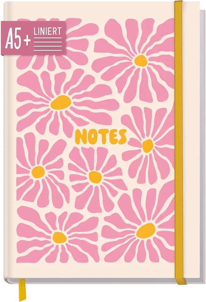 Häfft paper&you® Notizbuch A5+ liniert Journal "Pink Flowers"