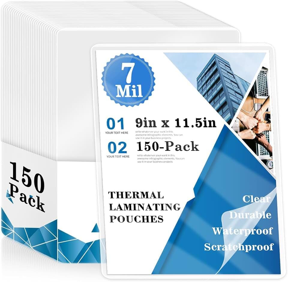 150 Pack 7 mil Thermal Laminating Pouches Fits Letter Size 8.5 × 11 in Laminating Sheets Thick Clear Plastic Paper Laminator Sheets File Laminator Pouches 9x11.5inches