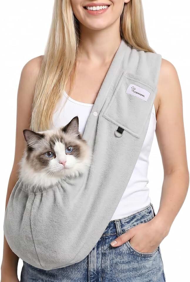 Hands-Free Cat Sling Carrier for Small Dogs & Cats, Soft Fleece