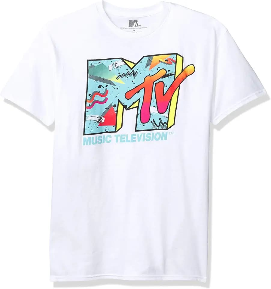MTV Men’s Retro Logo T-Shirt - Officially Licensed Short Sleeve Graphic Tee, Adult Unisex Fit