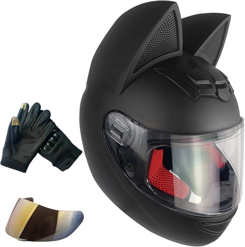 Cat Ear Offroad Helmets,Men and Women Full Face Motorcycle Helmet,for Dirt Bike, Four-Wheeled ATV