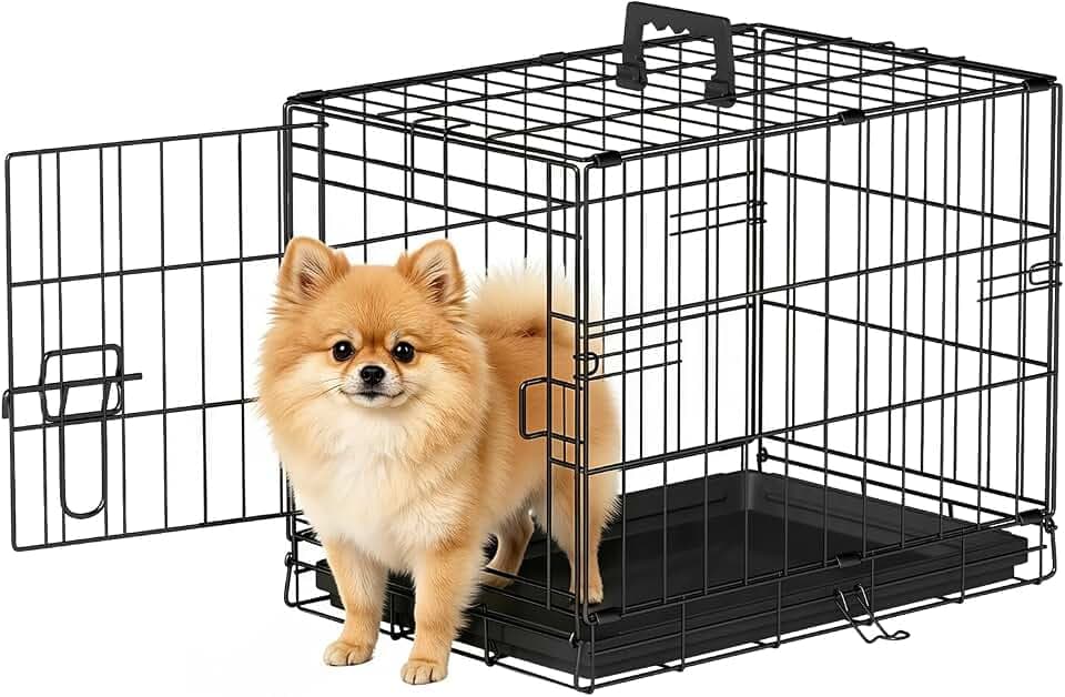FDW | 18" Foldable Metal Dog Crate | Black | Cage for Small Dogs