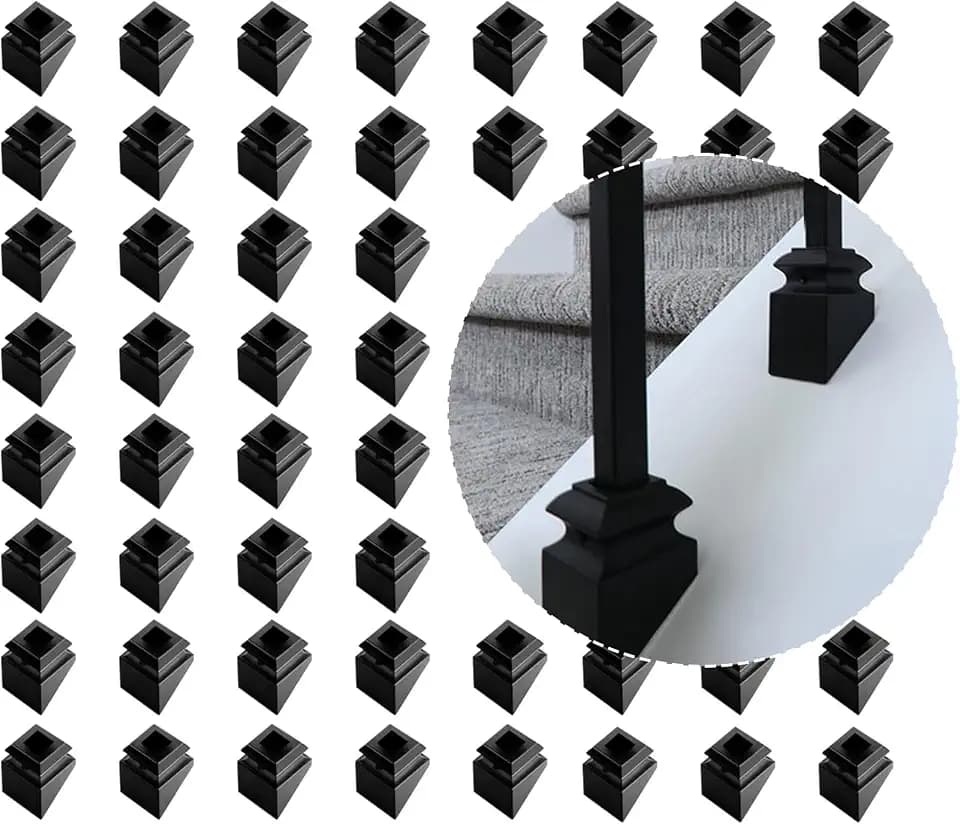 50-Pack Square Iron Balusters Slant Shoes with Screws for 1/2 Inch Staircase Balusters, Ideal for Wrought Iron Spindles in Staircase Renovations