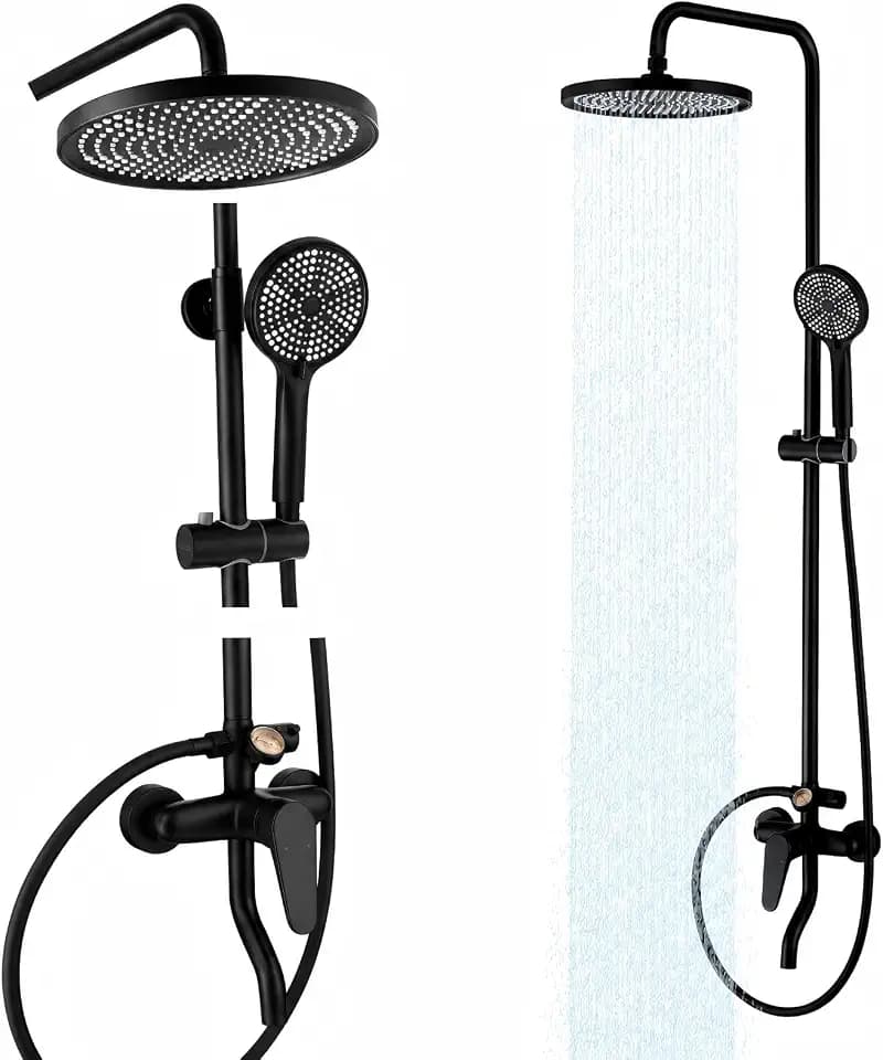 Outdoor Shower kit with Temperature Display, Stainless Matte Black