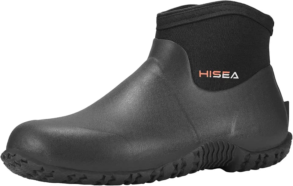 HISEA Men's Ankle Rain Boots Waterproof Rubber Garden Boots