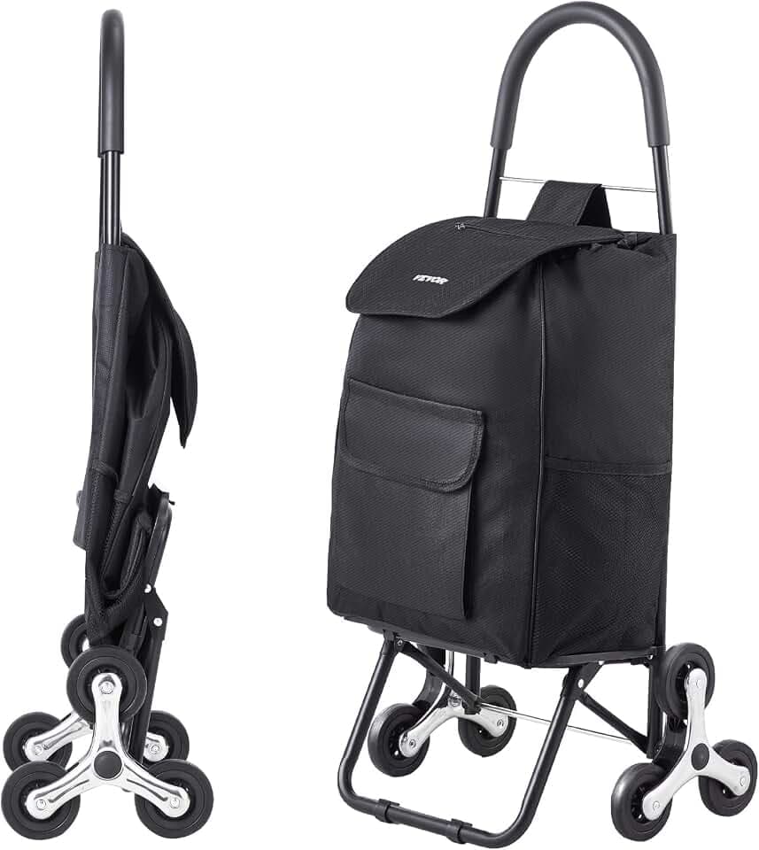 VEVOR Faltbarer Einkaufswagen, 450x350x965mm, Sackkarre zum Treppensteigen mit 6 Rädern, Aufbewahrungstasche aus Oxford-Stoff, zum Einkaufen, Büro, Umzug, Transport, Outdoor, Wäsche, Schwarz