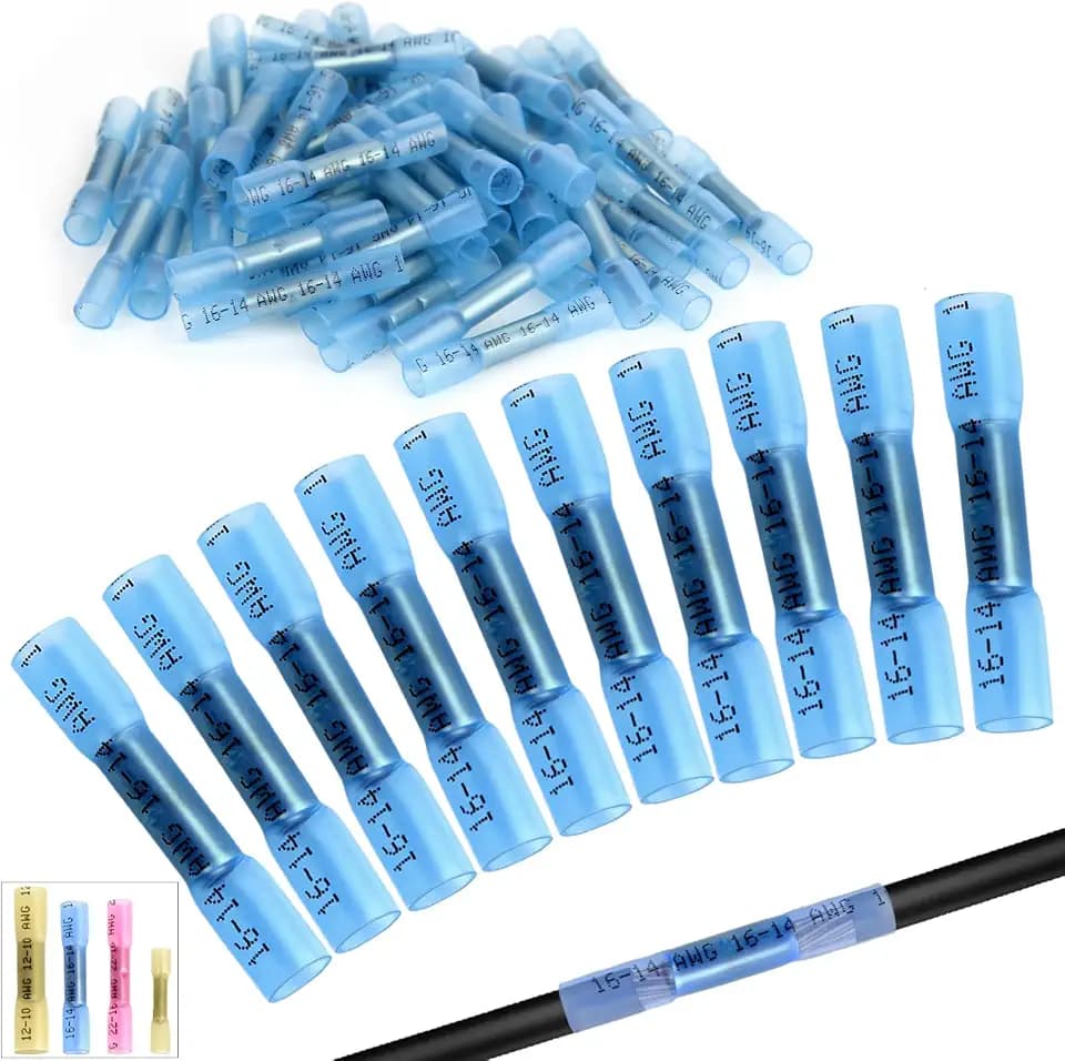 Mbsomnus 50 Stk Quetschverbinder Wasserdicht 16-14 AWG Stoßverbinder Blau