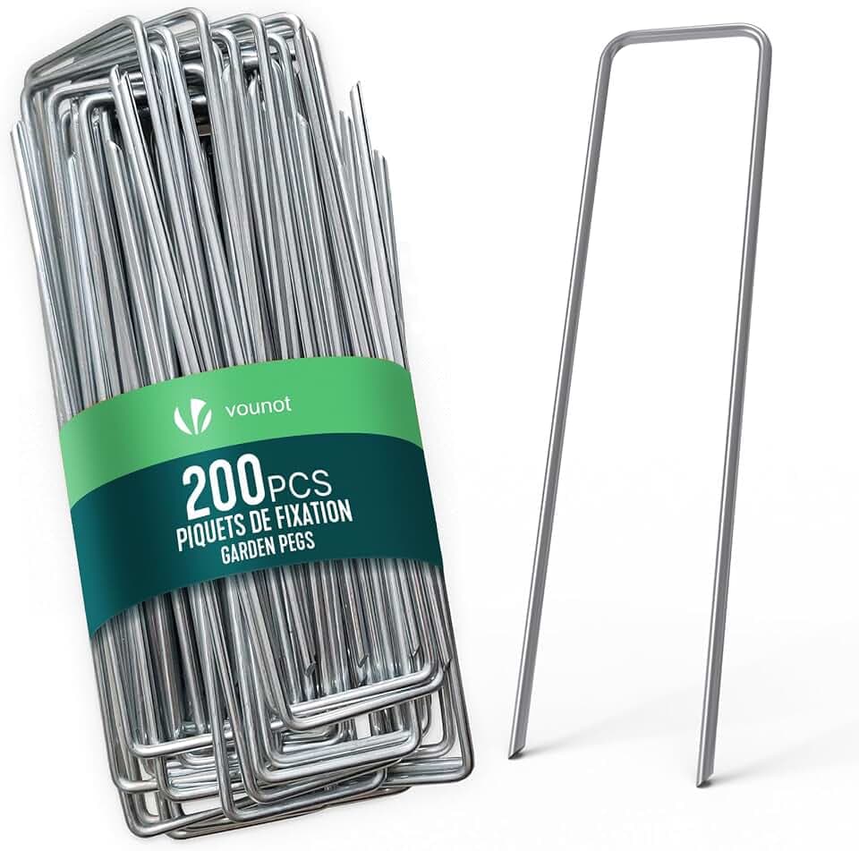 VOUNOT® 200 Stück Erdanker verzinktes Metall, U-förmige Bodenanker 150 × 30 mm, Ø 3 mm, Stabil & Rostbeständig Heringe Erdnägel für Unkrautvlies, Kunstrasen, Zaun, Gartenschlauch, Zelt & Camping