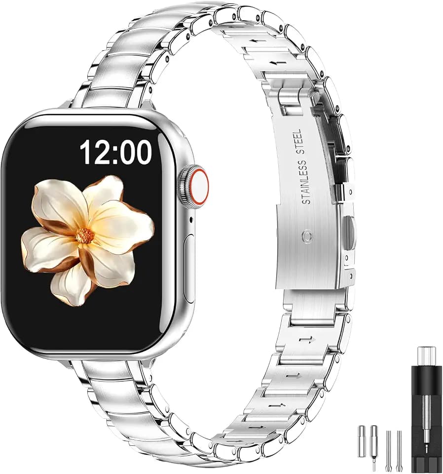 MioHHR Thin Metal Bands Compatible with Apple Watch Band 42/41/40/38mm