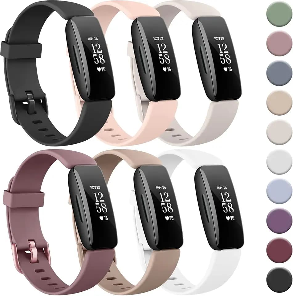 Tobfit 6 PACK Sport Bands Compatible with Fitbit Inspire 2 Bands for Women Men, Soft Silicone Waterproof Straps Replacement Wristbands Compatible for Fitbit Inspire 2/Fitbit Ace 3 (6 Pack)